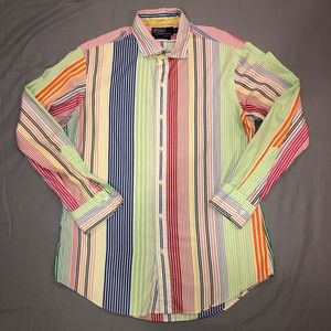 Colorful Striped Polo Button Down Shirt
